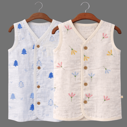 Unisex Soft Cotton Sleeveless Jhabla for Babies Combo sets