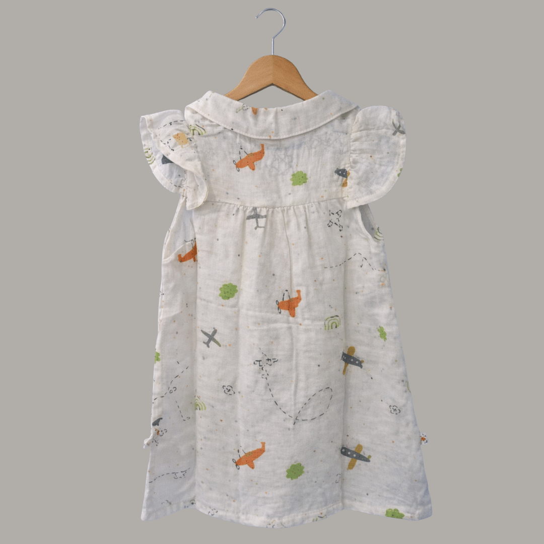 Cotton Cloud Pilot Collar Neck Frock