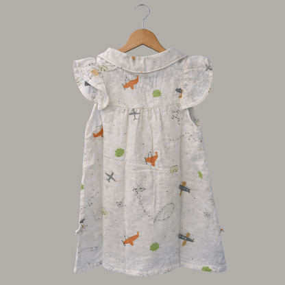 Cotton Cloud Pilot Collar Neck Frock