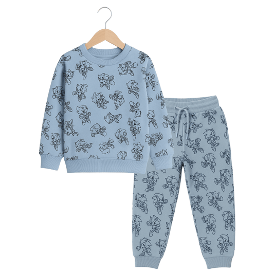 Unisex Grey Full Sleeve Sweat Tee with Matching Sweat Pants for kids 100% cotton