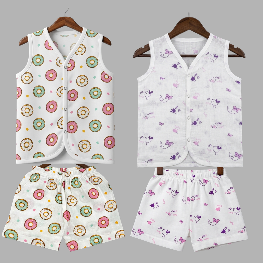 Summer Cotton Snap Up Jhabla & Shorts Set (Set of 2)