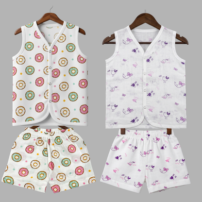 Summer Cotton Snap Up Jhabla & Shorts Set (Set of 2)