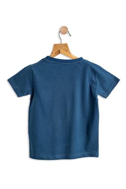Boys Cotton T-Shirt Royal Blue Trouble Print Soft & Breathable 100% Cotton