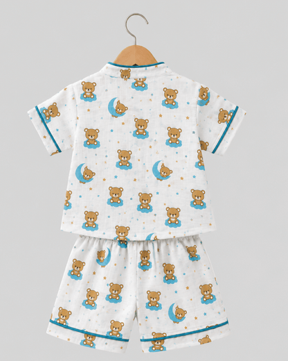 Todlerry 100% Cotton Kids Night Suit Set | Shirt & Shorts (4 Prints)