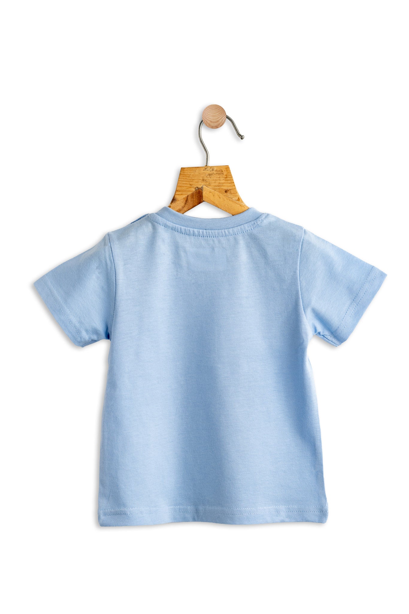 Boys Cotton T-Shirt Light Blue Geometric Print Soft & Breathable 100% Cotton