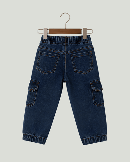 Classic Comfort Fit Kids Blue Denim Joggers