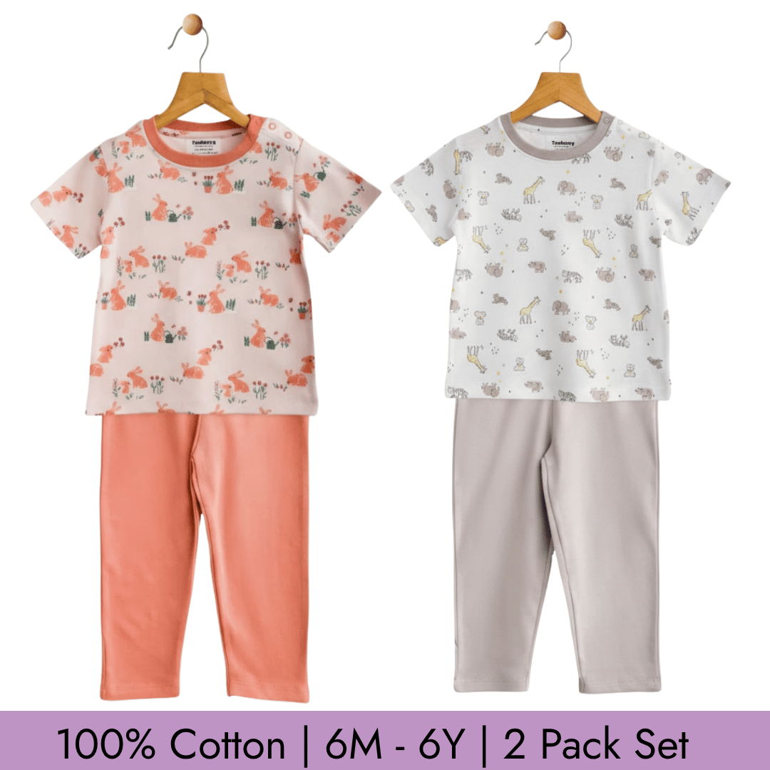 Unisex Pajama set Set of 2 Soft & Breathable 100% Cotton