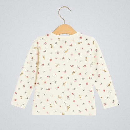 Todlerry Girls Cotton T-Shirt | White Cute Floral  | Soft & Breathable   | 100% Cotton