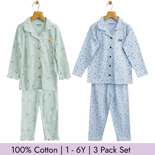 Girls Night Suit Set of 2 Soft & Breathable 100% Cotton