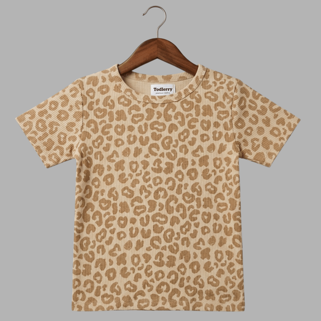 Trendy Half Sleeve Leopard Print Co-ord Set for Kids