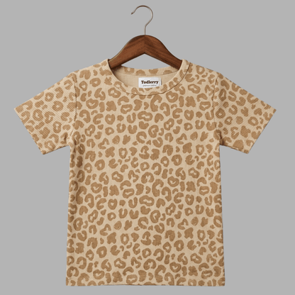 Trendy Half Sleeve Leopard Print Co-ord Set for Kids