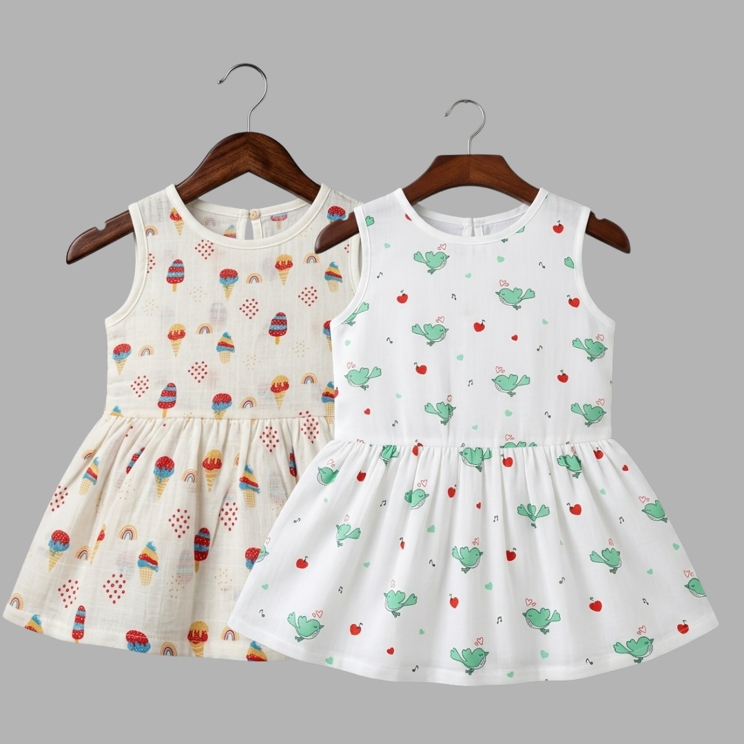 Everyday Cotton Frocks for Little Girls (Set of 2)