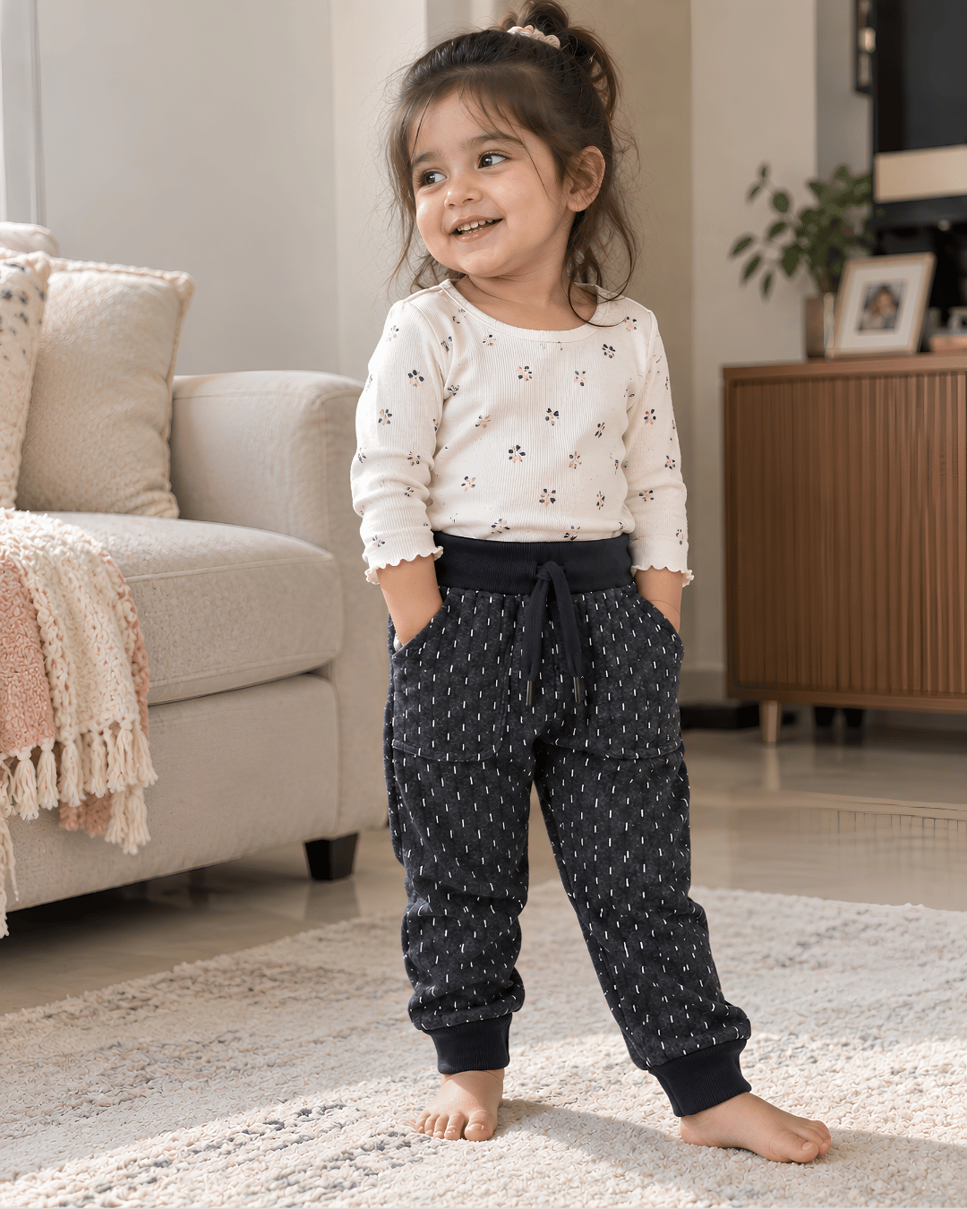 Todlerry Unisex Toddler Cozy Fleece Drawstring Joggers