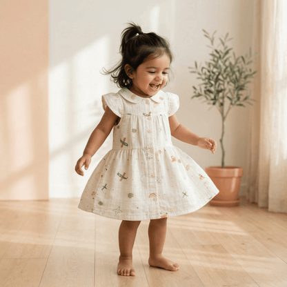 Cotton Cloud Pilot Collar Neck Frock