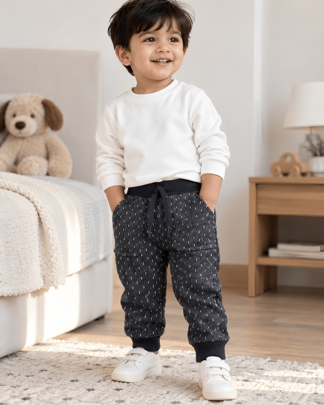 Todlerry Unisex Toddler Cozy Fleece Drawstring Joggers