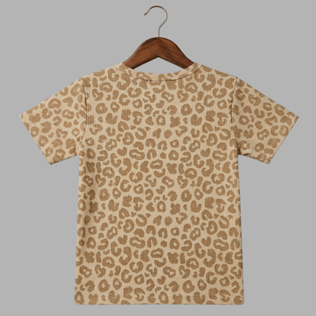 Trendy Half Sleeve Leopard Print Co-ord Set for Kids