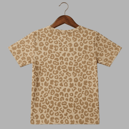 Trendy Half Sleeve Leopard Print Co-ord Set for Kids