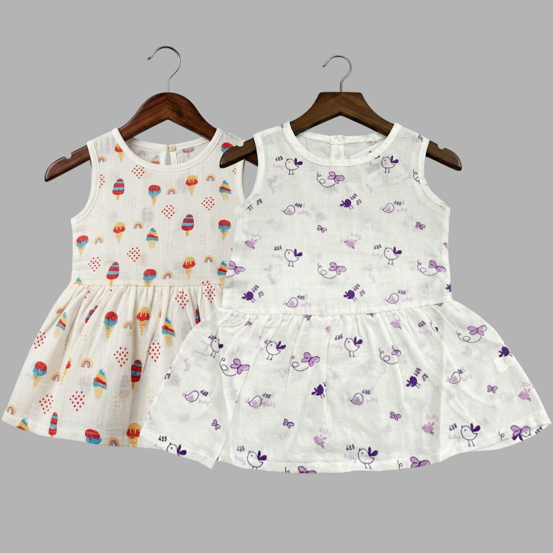 Everyday Cotton Frocks for Little Girls (Set of 2)