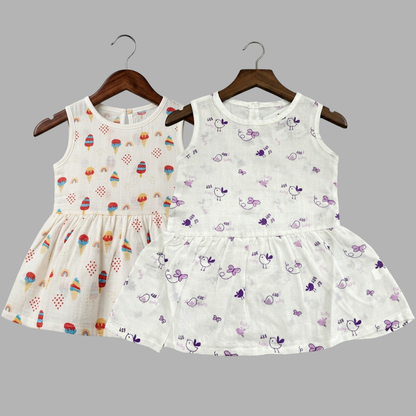 Everyday Cotton Frocks for Little Girls (Set of 2)