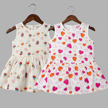 Everyday Cotton Frocks for Little Girls (Set of 2)