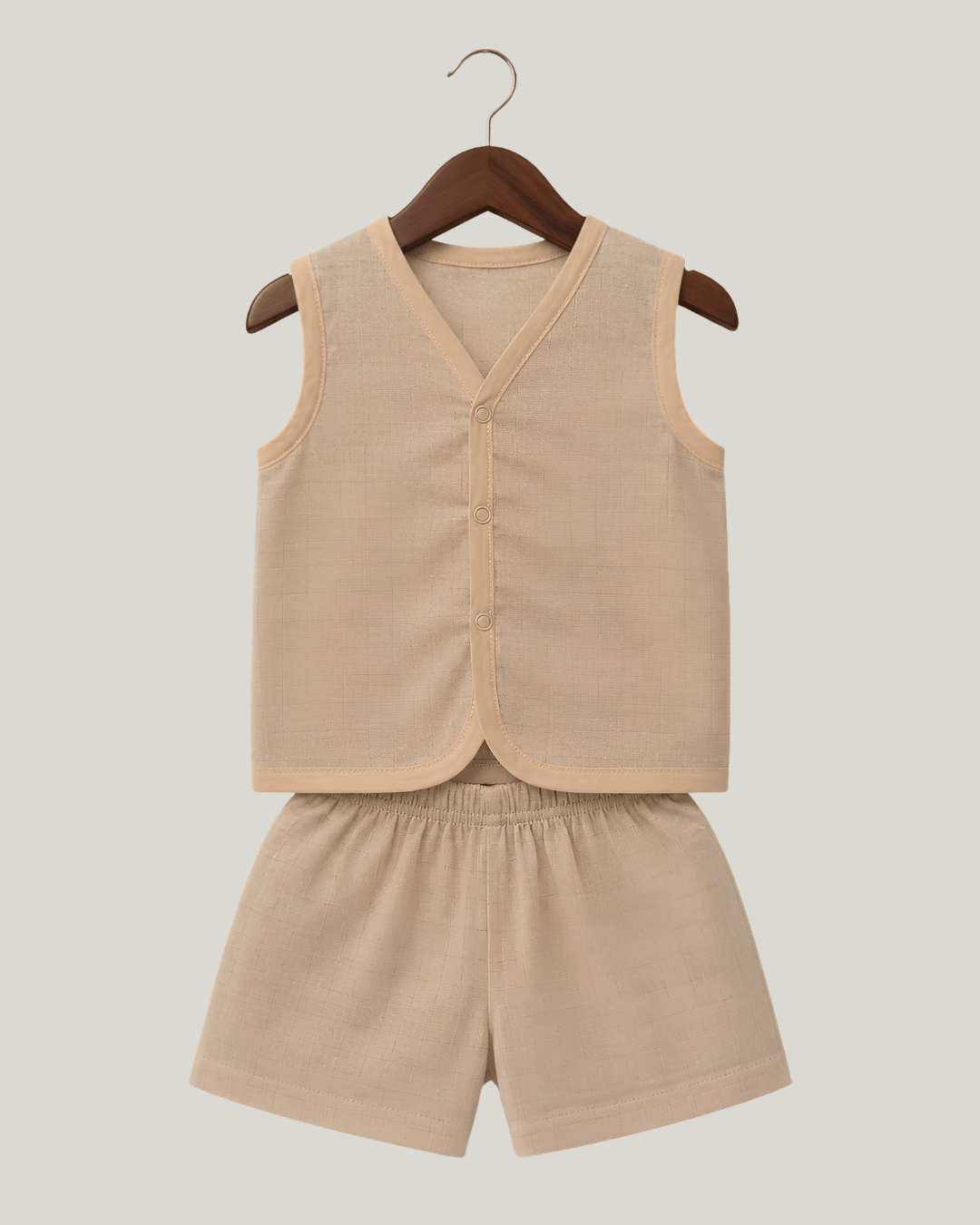 Soft Cotton Baby Apricot Colour Jhabla & Shorts Set