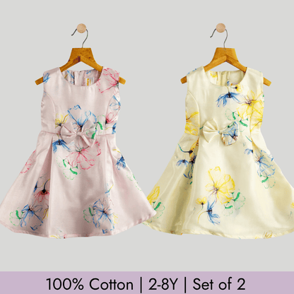 Todlerry Girls Frock | Pack of 2 |Soft & Breathable | 100% Cotton