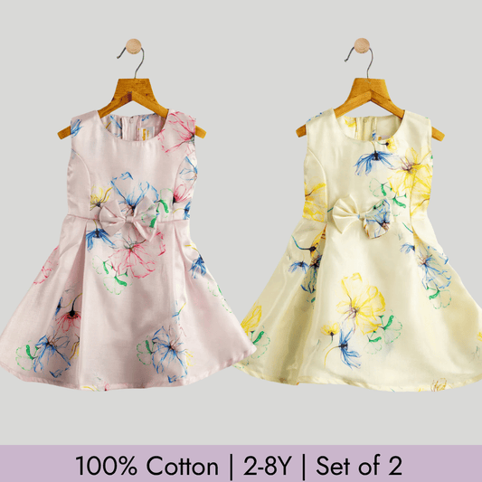 Todlerry Girls Frock | Pack of 2 |Soft & Breathable | 100% Cotton