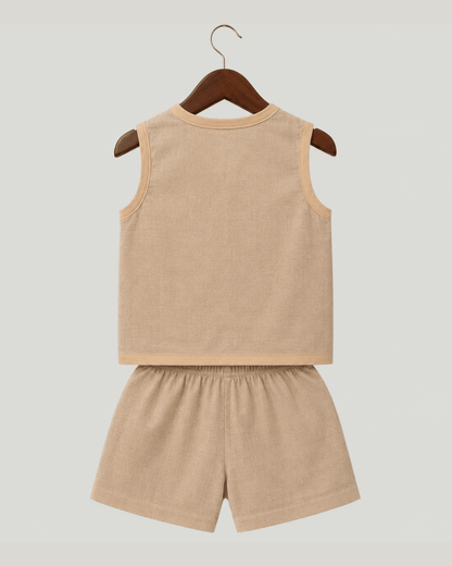 Soft Cotton Baby Apricot Colour Jhabla & Shorts Set