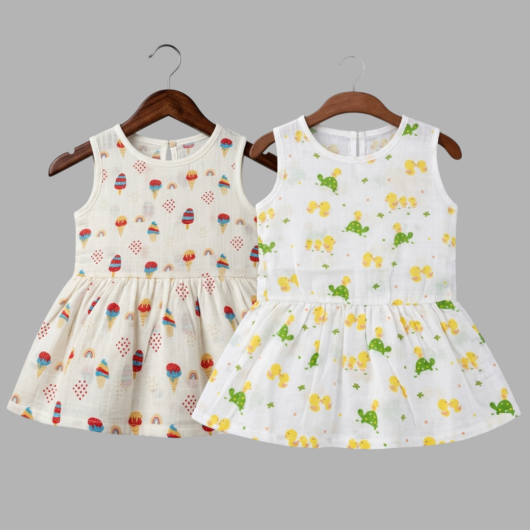 Everyday Cotton Frocks for Little Girls (Set of 2)