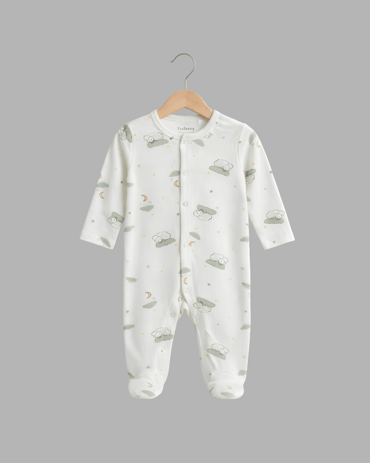 Unisex white AOP Sleepsuit