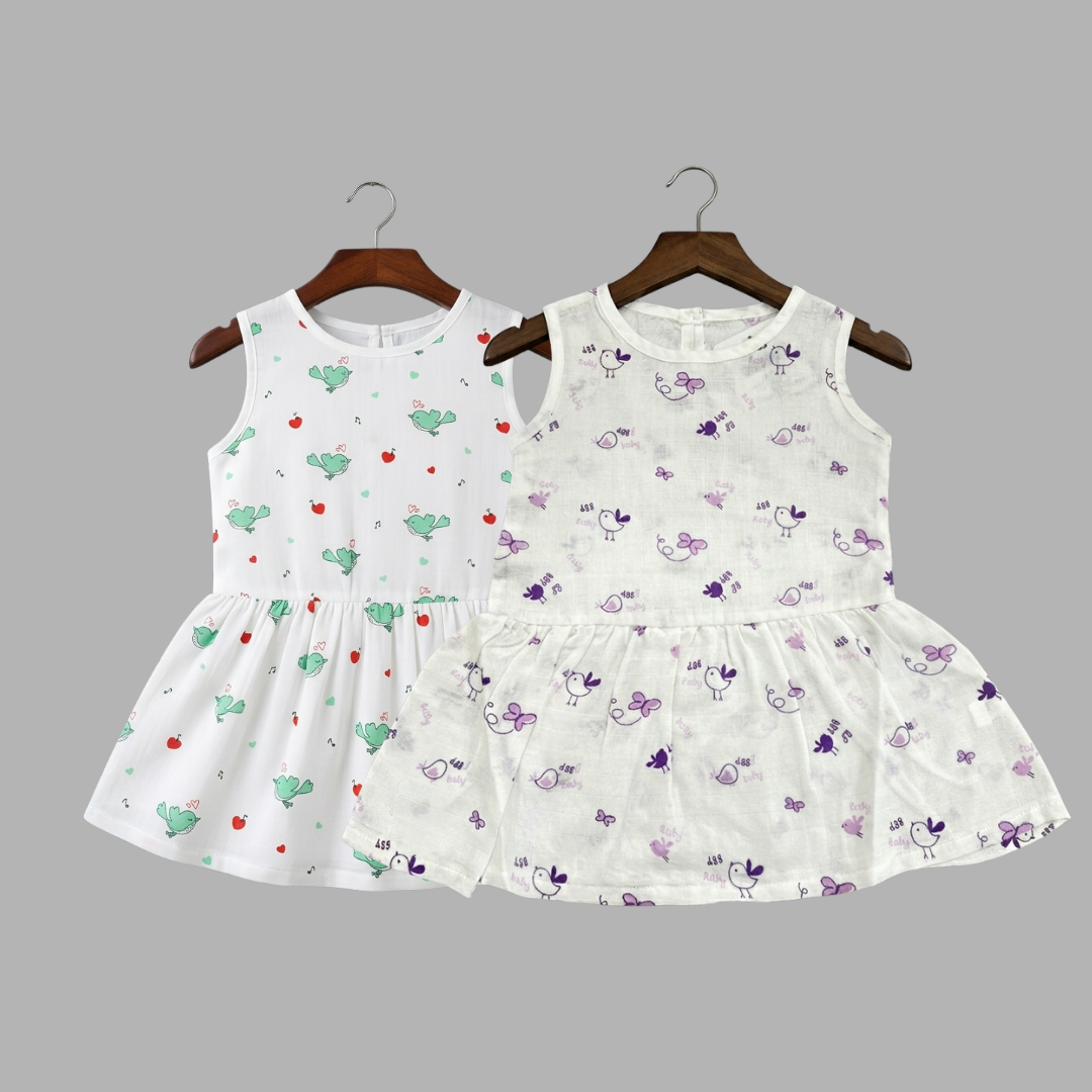 Everyday Cotton Frocks for Little Girls (Set of 2)