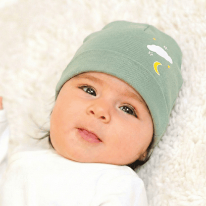 Dreamy Cloud & Moon Green Baby Beanie Cap