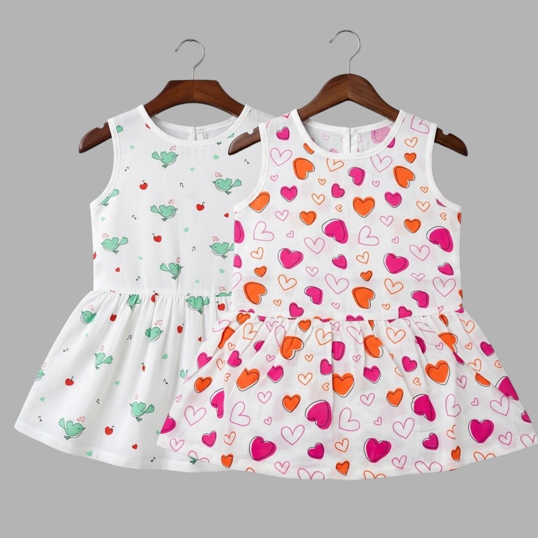Everyday Cotton Frocks for Little Girls (Set of 2)