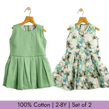 Todlerry Girls Frock | Pack of 2 |Soft & Breathable | 100% Cotton