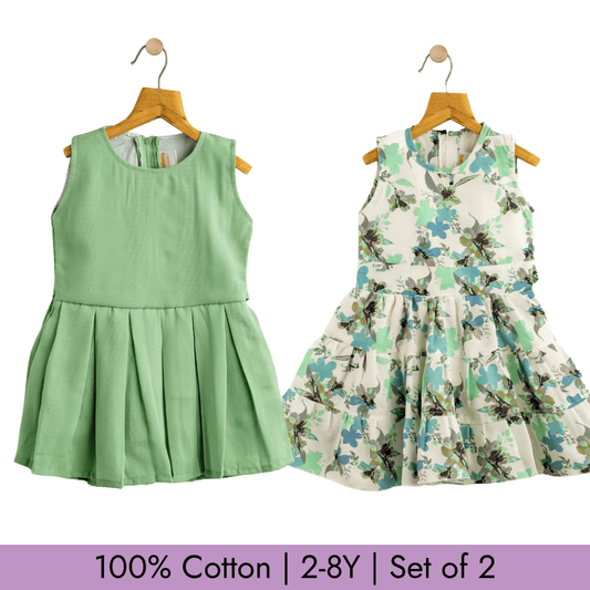 Todlerry Girls Frock | Pack of 2 |Soft & Breathable | 100% Cotton