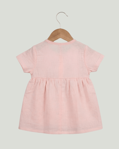 Premium Muslin Half Sleeve Frock – 100% Organic Cotton Baby Dress