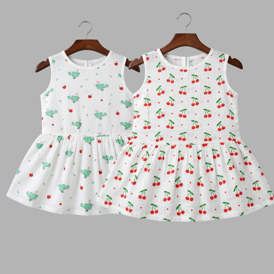Everyday Cotton Frocks for Little Girls (Set of 2)