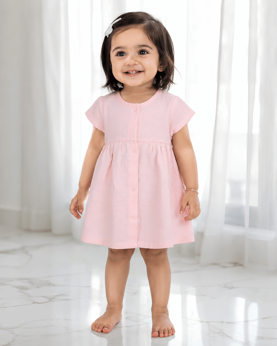 Premium Muslin Half Sleeve Frock – 100% Organic Cotton Baby Dress