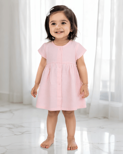 Premium Muslin Half Sleeve Frock – 100% Organic Cotton Baby Dress
