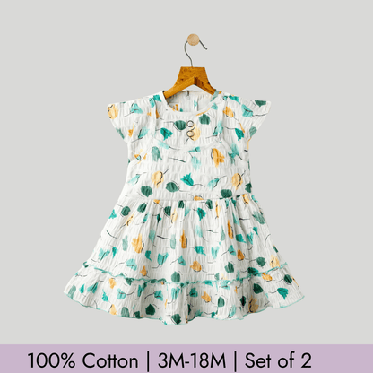 Todlerry Girls Frock | Pack of 2 |Soft & Breathable | 100% Cotton
