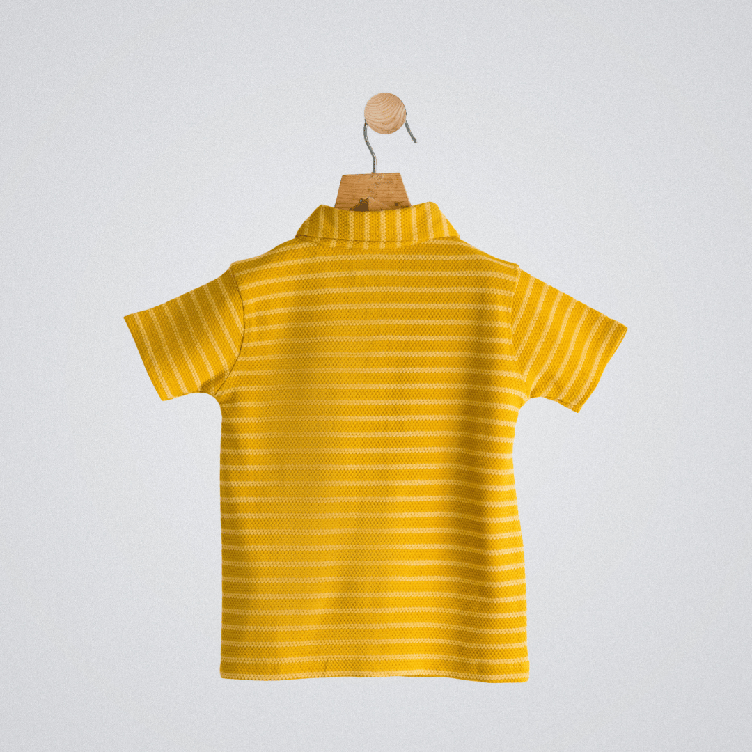 Boys Cotton Shirt Yellow Strips Soft & Breathable 100% Cotton