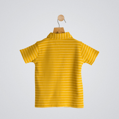 Boys Cotton Shirt Yellow Strips Soft & Breathable 100% Cotton