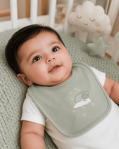 Unisex Sweet Dreams Sheep Baby Green Bib