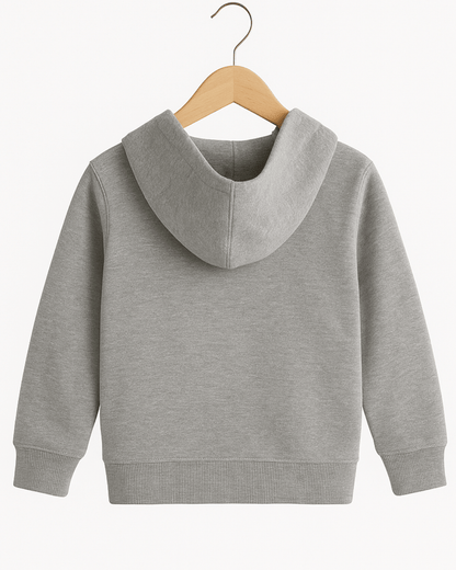 Grey Full Sleeve with Front Zipper Hoodie for Kids 100% Cotton