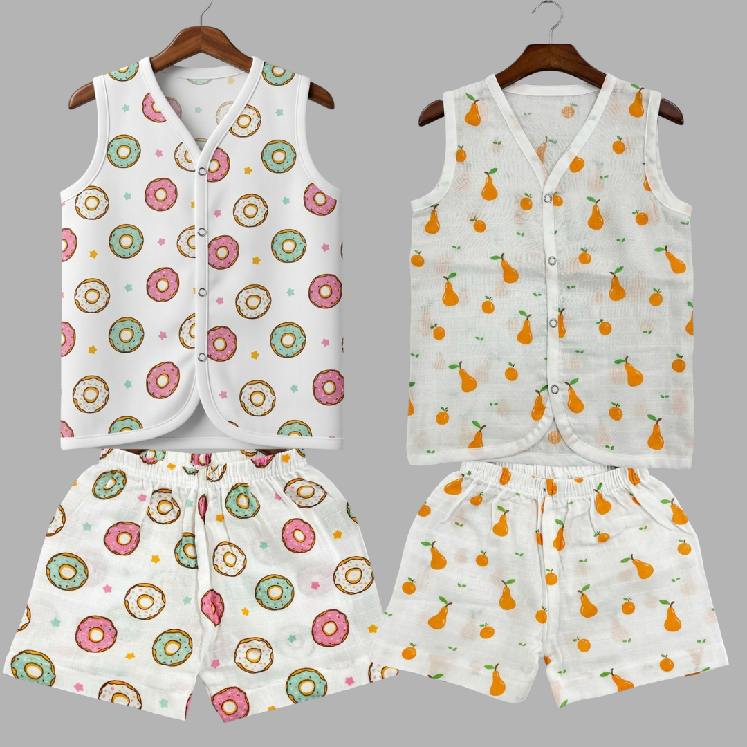 Summer Cotton Snap Up Jhabla & Shorts Set (Set of 2)