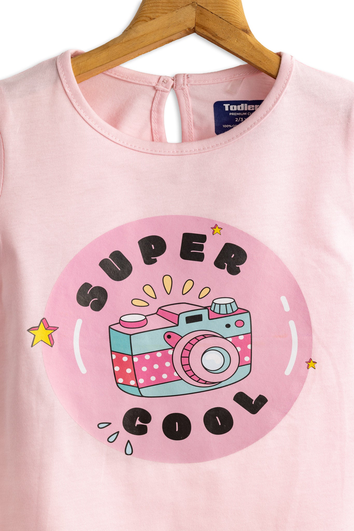 Girls Cotton T-Shirt Pink Supper Cool Print Soft & Breathable 100% Cotton