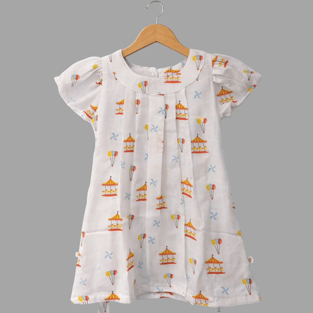 Soft Cotton magic carousel Printed Frock for Baby Girls - Comfortable Summer Dress