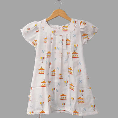 Soft Cotton magic carousel Printed Frock for Baby Girls - Comfortable Summer Dress