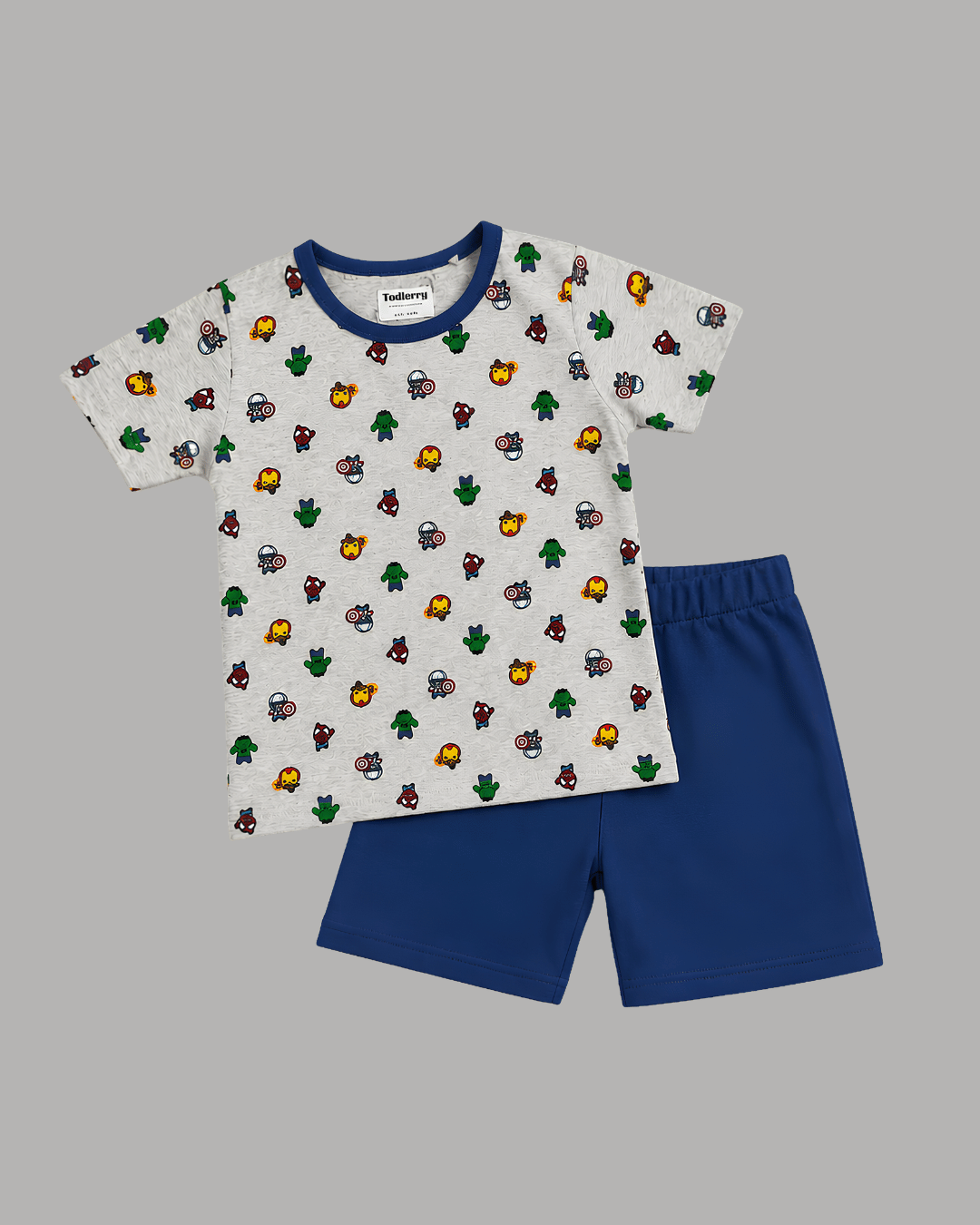Todlerry Kids Superhero Cotton Shorts Set (Co-ord)