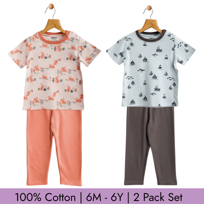 Unisex Pajama set Set of 2 Soft & Breathable 100% Cotton